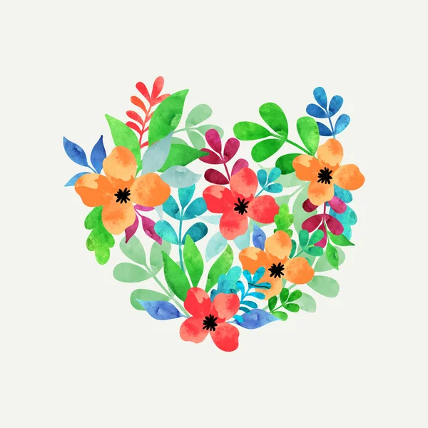 Διάνυσμα ακουαρέλα φύλλα και λουλούδια — Διανυσματικό Αρχείο