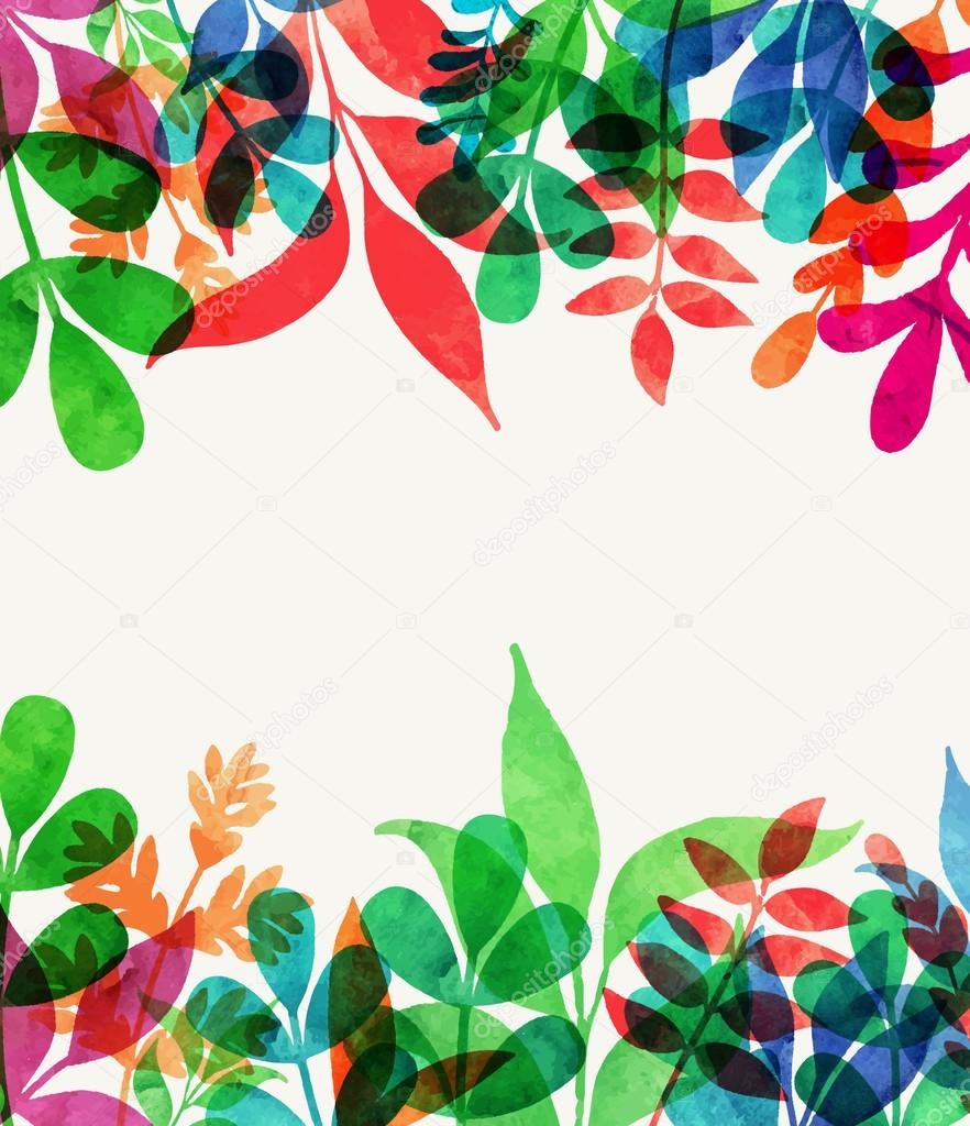 Vector background with watercolor leaves