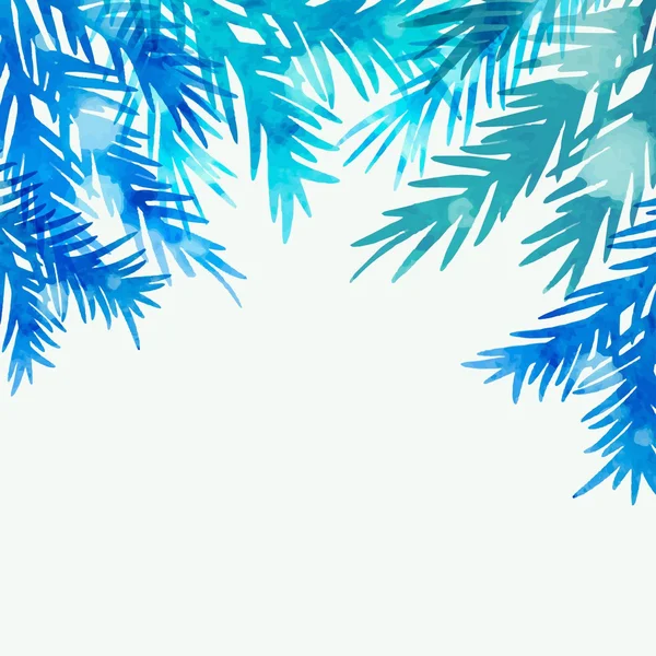 Watercolor background with fir branches — Stock Vector