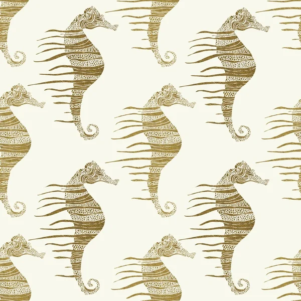 Vector background with seahorses in gold color — Archivo Imágenes Vectoriales