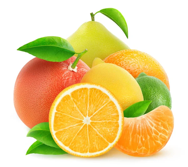 Isolated pile of citrus fruits — Stock Photo, Image