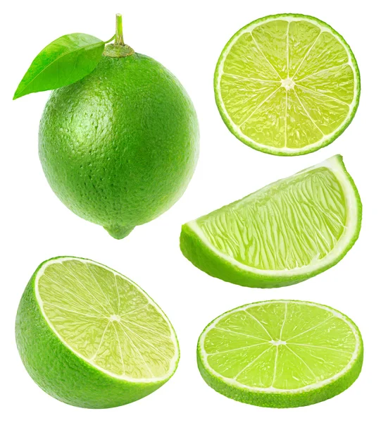 Collection of isolated lime slices — Stock Photo, Image