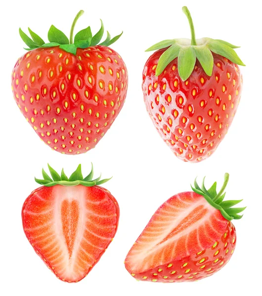 Sammlung isolierter Erdbeeren — Stockfoto