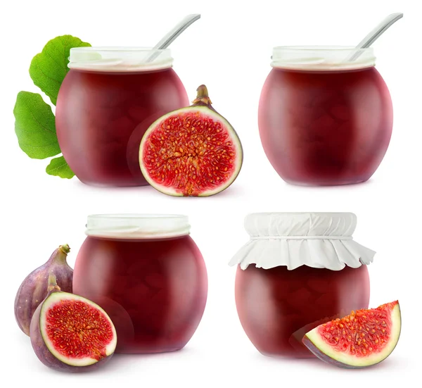 Geïsoleerde fig jam-collectie — Stockfoto