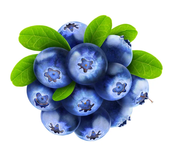 Isolated blueberries with leaves — Stock Photo, Image