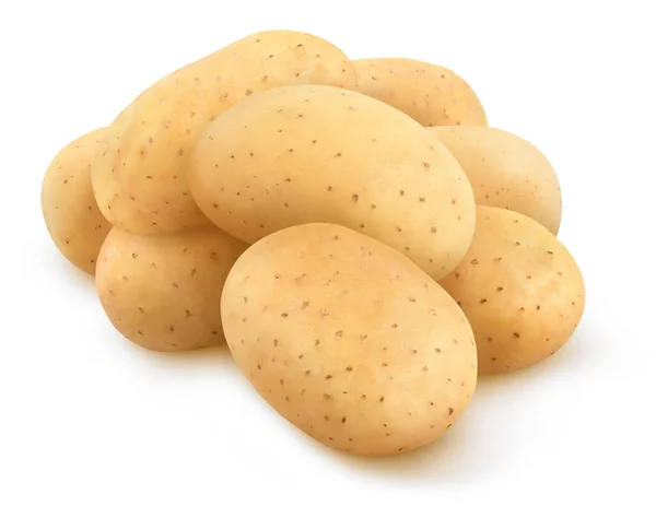 Patate Isolate Mucchio Patate Lavate Crude Isolato Fondo Bianco — Foto Stock