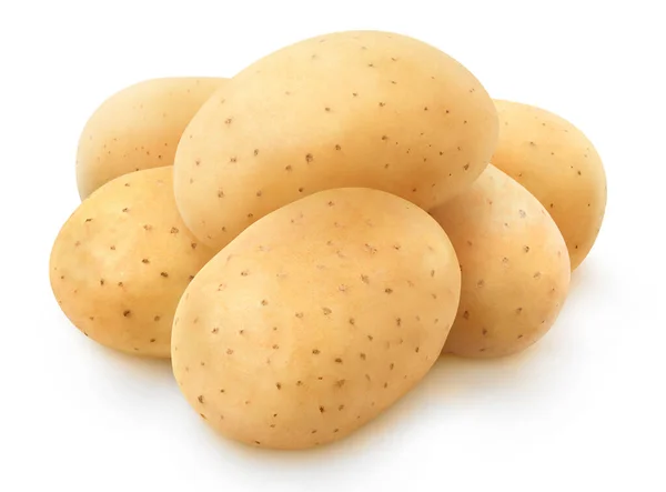 Patate Lavate Mucchio Isolato Sfondo Bianco — Foto Stock