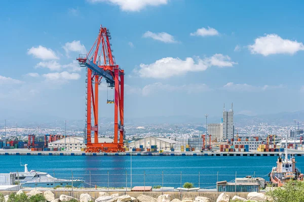 Ship Shore Gantry Crane Container Warehouse Limassol Cargo Port Cyprus — Stock Photo, Image