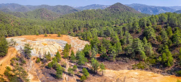 Luftaufnahme Einer Verlassenen Pyrit Und Goldmine Paphos Wald Zypern — Stockfoto