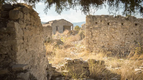 Despoblación Rural Ruinas Superpobladas Pueblo Tradicional Abandonado Chipre — Foto de Stock