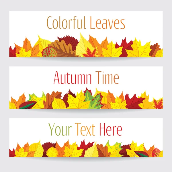 Kleurrijke herfstbladeren banners — Stockvector