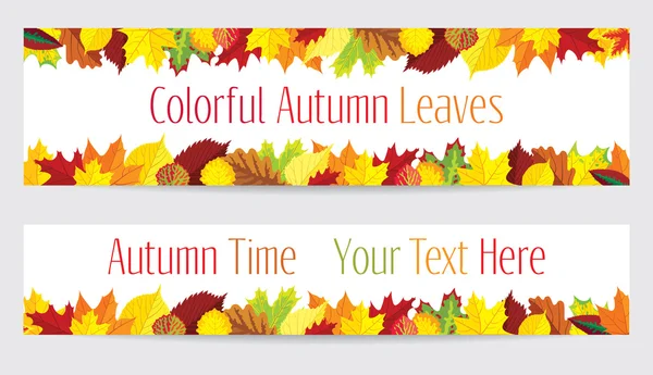 Kleurrijke herfstbladeren banners — Stockvector