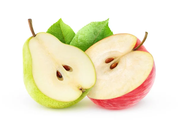 Red apple and yellow pear — Stock Photo, Image