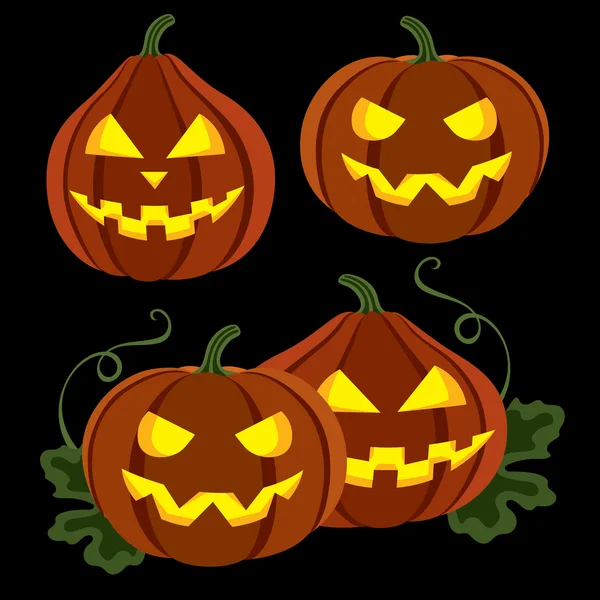 Two pumpkins with leaves — Stock Vector