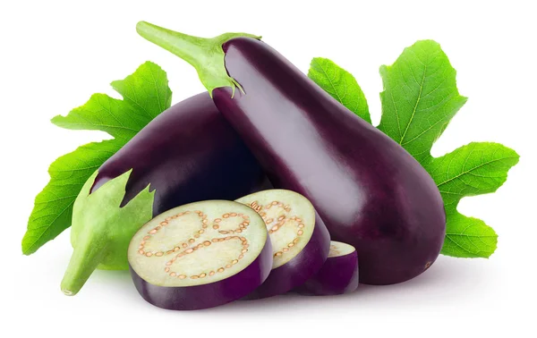 Verse geïsoleerde aubergines — Stockfoto