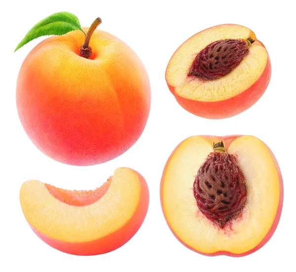 Koleksi buah persik potong — Stok Foto