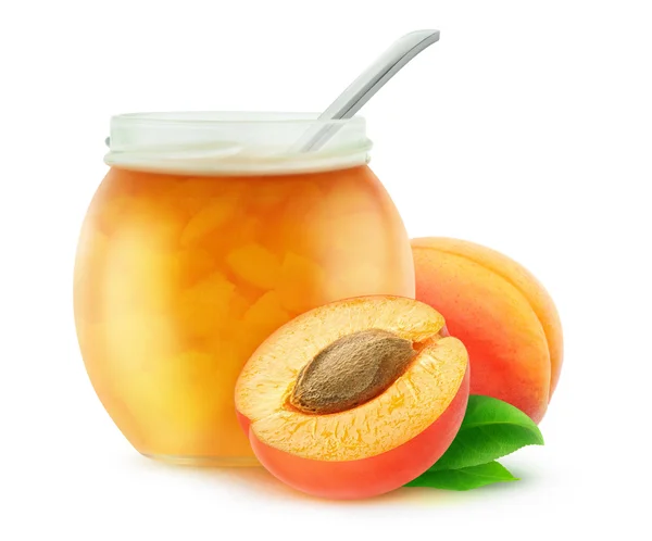 Apricot jam in a jar — Stock Photo, Image