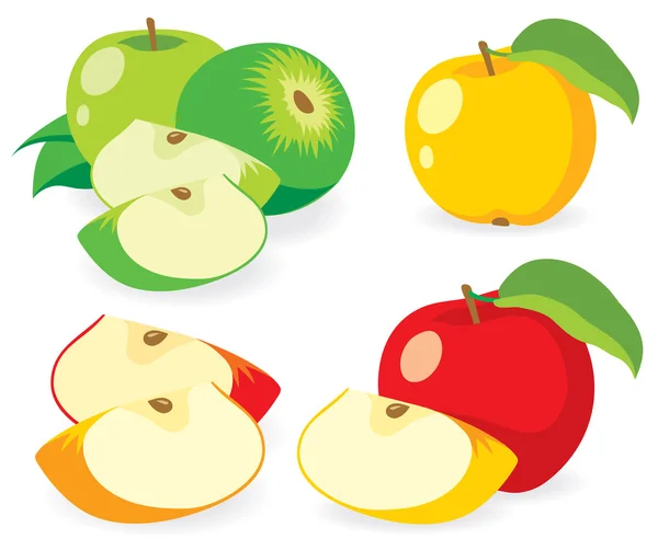 Mångfärgade äpplen, vektor illustrationer — Stock vektor