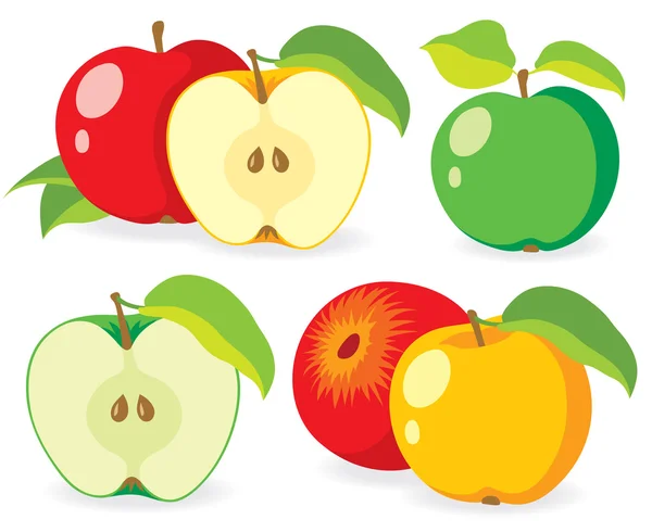 Varias manzanas frescas — Vector de stock