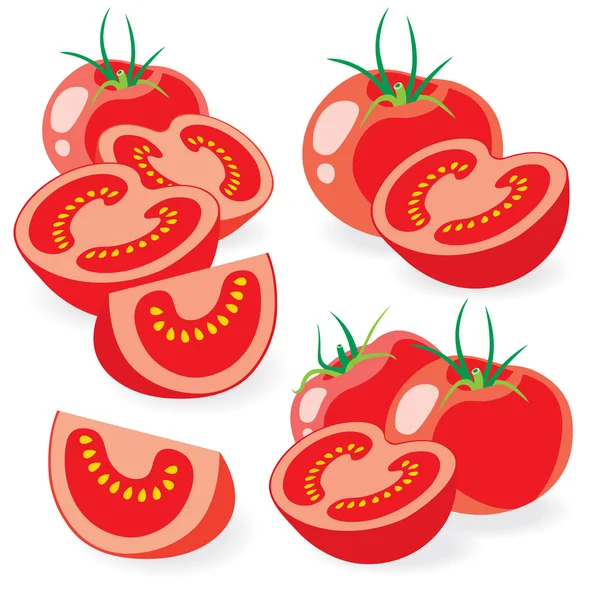 Cortar ilustraciones vector tomates — Vector de stock