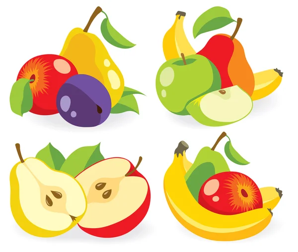 Various fresh fruits vector collection — Stock Vector