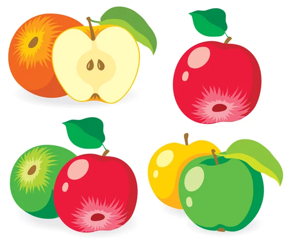 Conjunto de manzanas vector — Archivo Imágenes Vectoriales