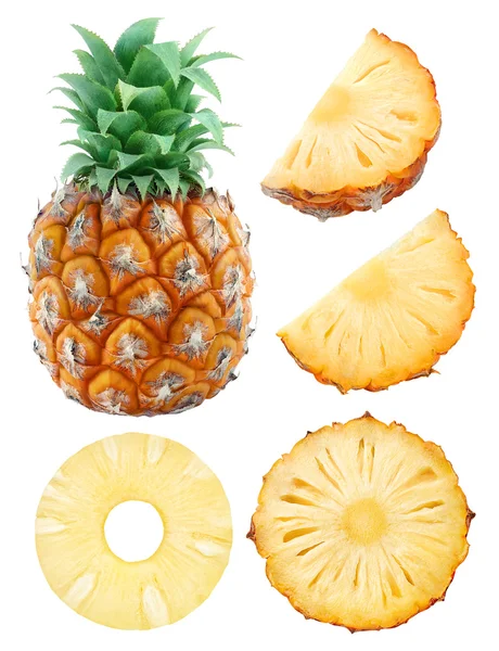 Колекція ізольованих ананас — стокове фото
