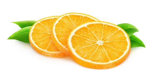 Fette di frutta arancia isolate — Foto Stock