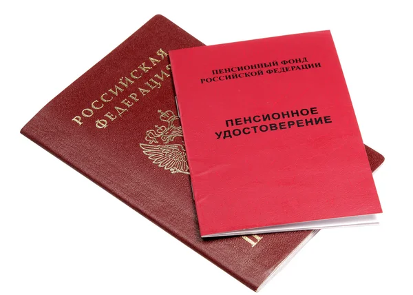 Ruský pas a důchodové certifikát — Stock fotografie