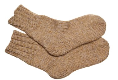 Beyaz zemin üzerine Yün çorap