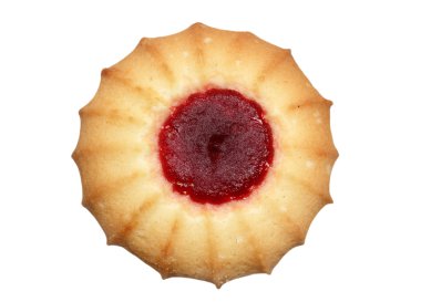 Beyaz arkaplanda reçelli kurabiyeler