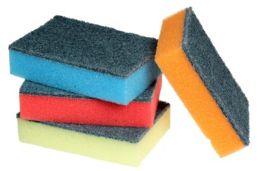 Beyaz bir arka plan üzerinde ovma sünger