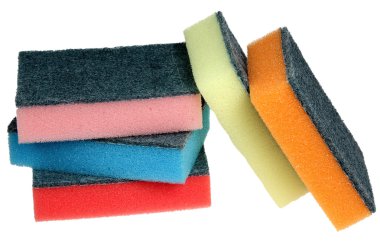 Beyaz bir arka plan üzerinde ovma sünger