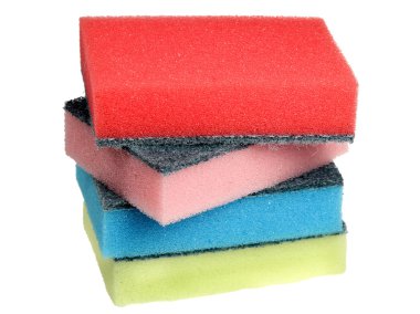 Beyaz bir arka plan üzerinde ovma sünger