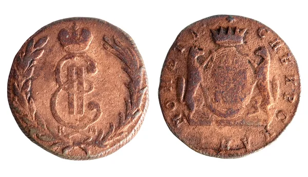 Starożytnych miedziane monety rosyjskie — Zdjęcie stockowe