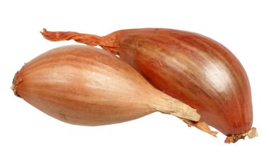 Beyaz zemin üzerinde bir soyma soğan