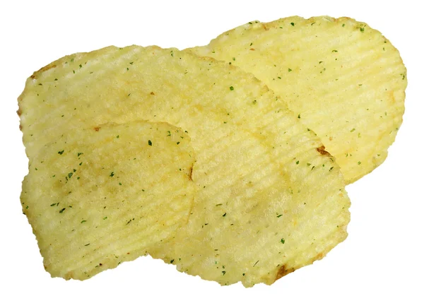 Kartoffelchips auf weißem Hintergrund — Stockfoto