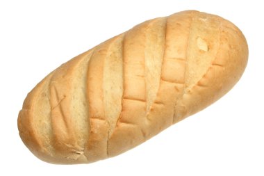 Uzun beyaz bir arka plan üzerinde beyaz somun somun