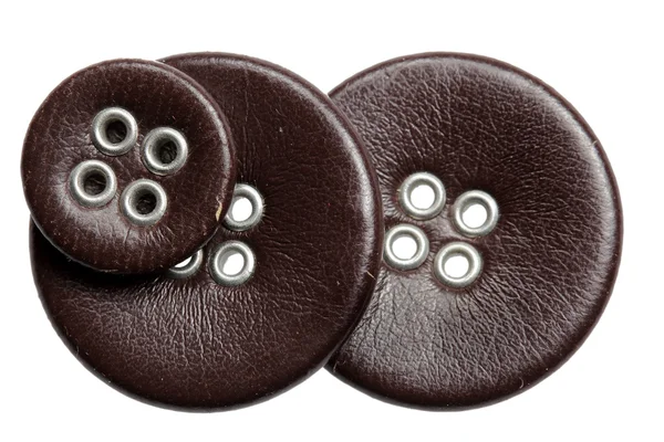 Buttons leather on a white background — Stock Photo, Image
