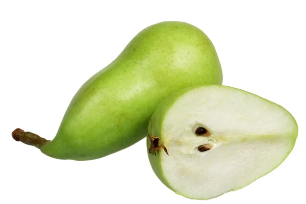 Φρούτα ώριμα σε λευκό φόντο ένα αχλάδι — Φωτογραφία Αρχείου