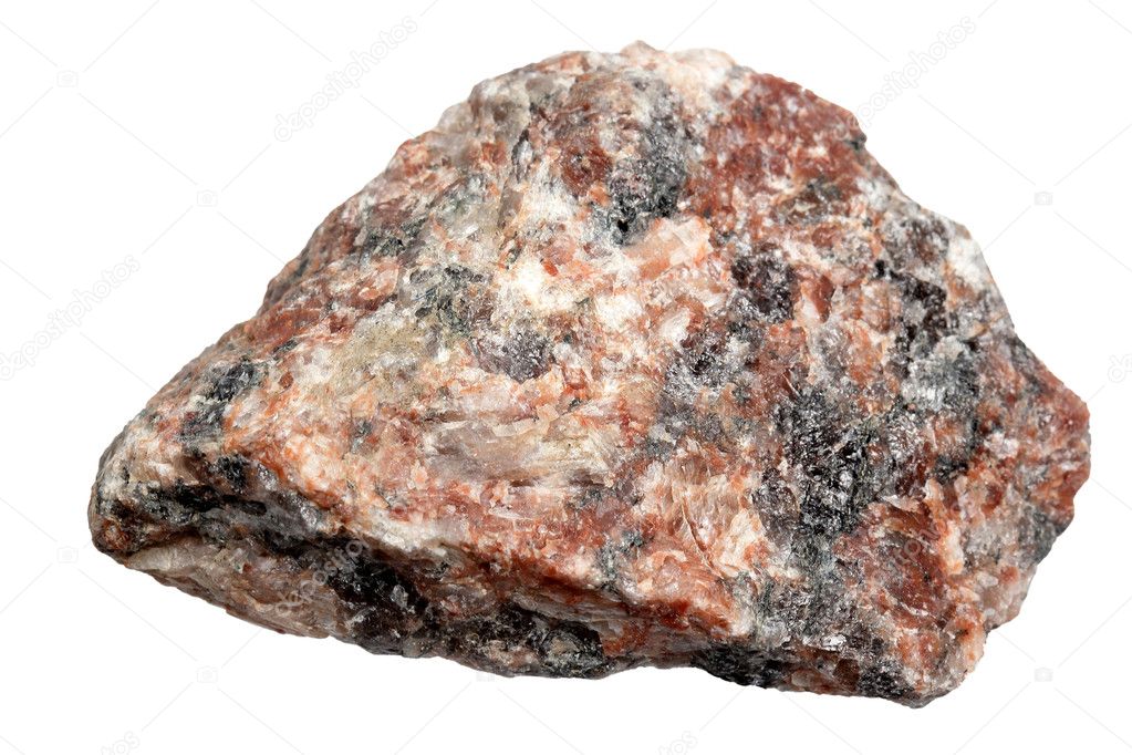Pink granite on a white background