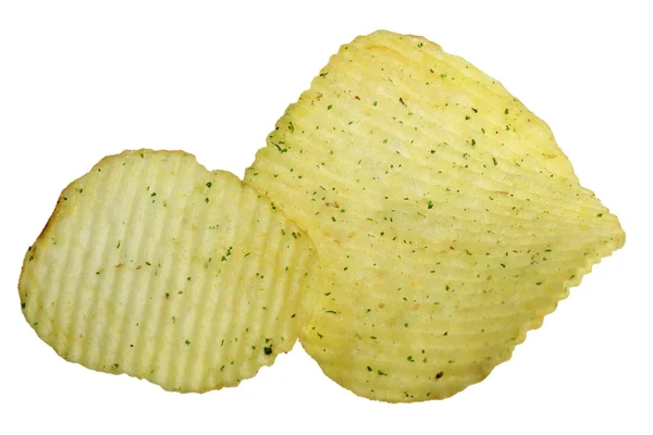 Kartoffelchips på hvid baggrund - Stock-foto