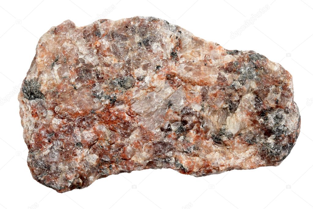 Pink granite on a white background