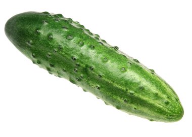 Beyaz bir arka plan üzerinde olgunlaşmış salatalık