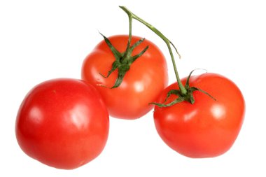 Beyaz arkaplanda domatesler