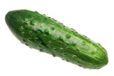 Ripe cucumber on a white background clipart