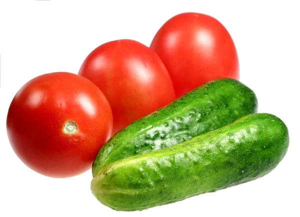 Cucumbers, tomatoes on a white background — Stock Photo, Image