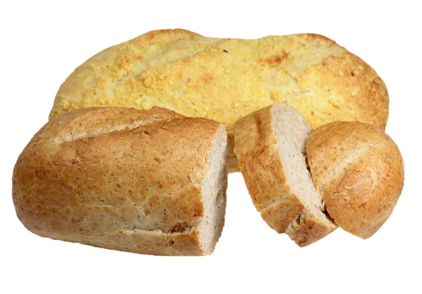 Baguette de maíz y trigo sobre fondo blanco —  Fotos de Stock