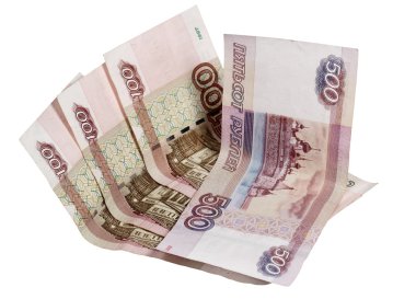 Yüz ve beş yüz ruble beyaz zemin üzerine notlar