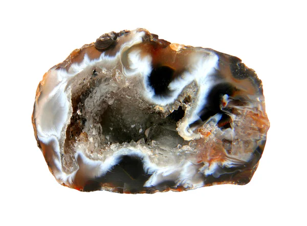 Ágata mineral sobre um fundo branco — Fotografia de Stock